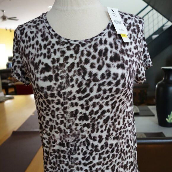 NWT! $165 Majestic Filatures X Saks extrafine tee shirt top brown leopard print - Picture 1 of 13